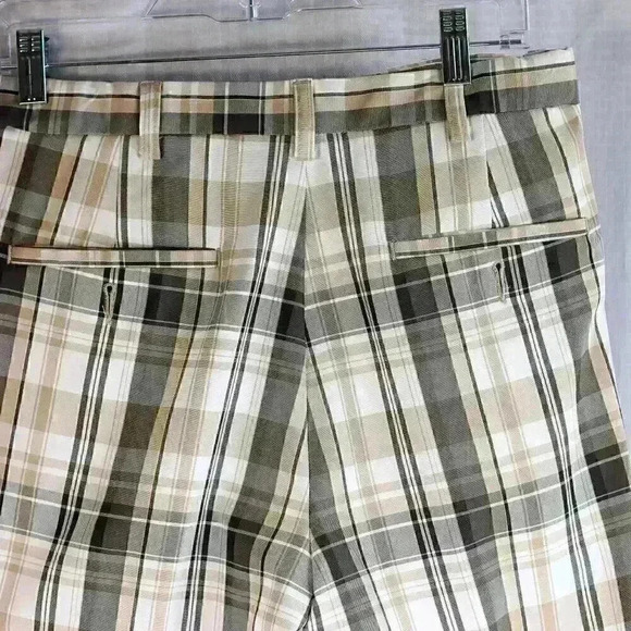 Men's Haggar Cool 18 Pro Size 32 brown/tan/hidden expandable waist plaid golf - Picture 5 of 9